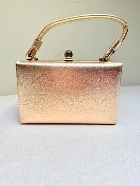 Vintage Dover Made in the USA Gold Box Purse Formal Prom Bridal